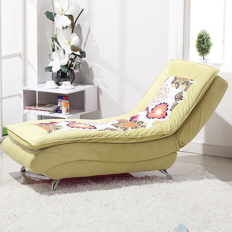 Modern Cushioned Chaise Lounge Armless Chaise for Living Room Adjustable Chaise Suede Yellow White Clearhalo 'Chairs & Seating' 'Chaise Lounge' 'chaise_lounge' 'furn' 'furn_chaise_lounge' 'Furniture' 'Living Room Furniture' 7663069