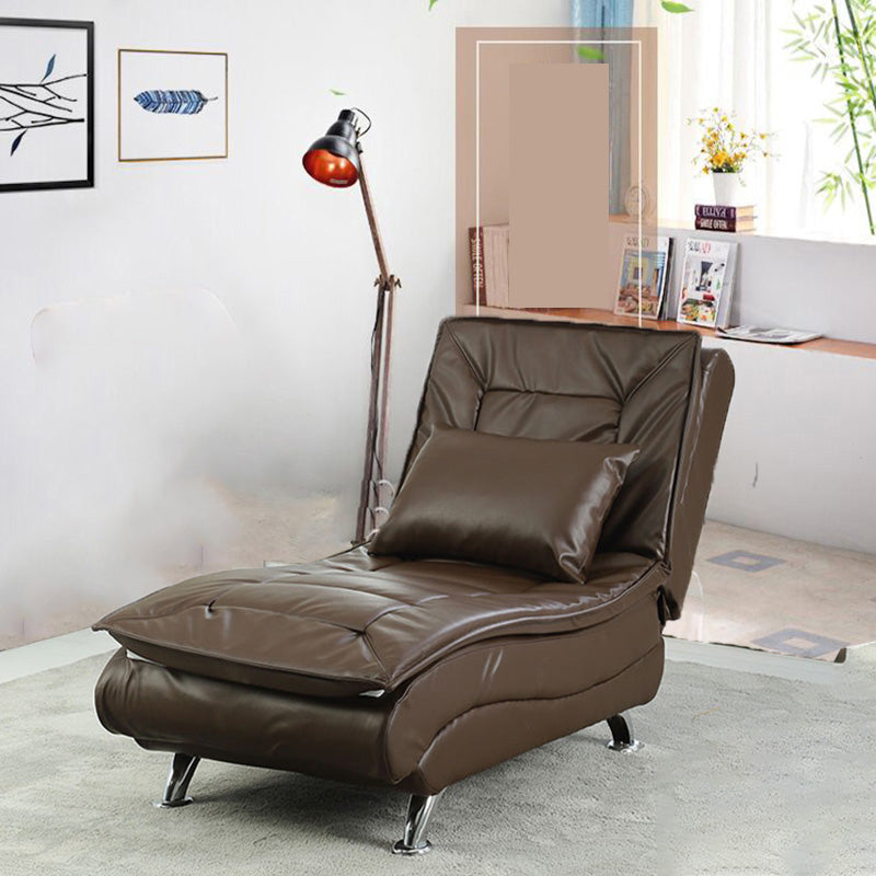 Modern Cushioned Chaise Lounge Armless Chaise for Living Room Adjustable Chaise Faux Leather Coffee Clearhalo 'Chairs & Seating' 'Chaise Lounge' 'chaise_lounge' 'furn' 'furn_chaise_lounge' 'Furniture' 'Living Room Furniture' 7663072