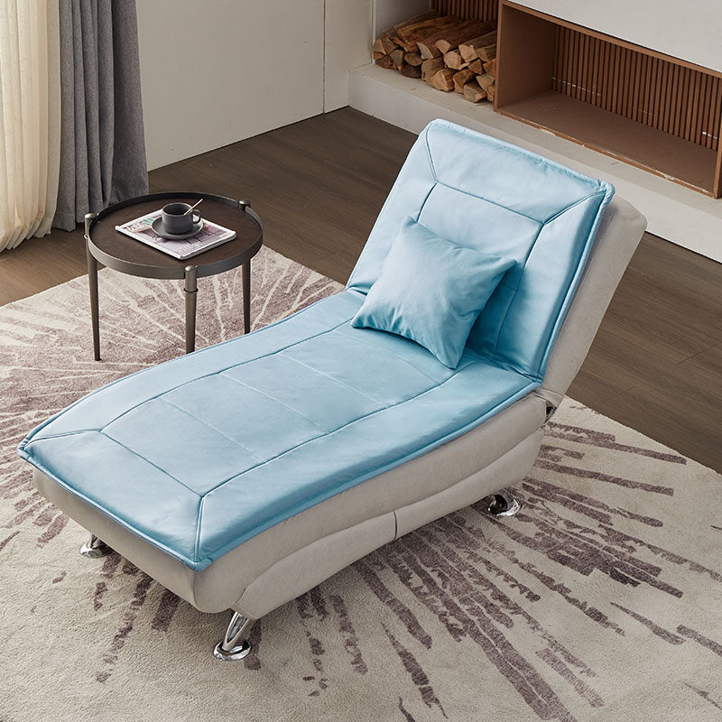 Modern Cushioned Chaise Lounge Armless Chaise for Living Room Adjustable Chaise Faux Leather Light Blue Clearhalo 'Chairs & Seating' 'Chaise Lounge' 'chaise_lounge' 'furn' 'furn_chaise_lounge' 'Furniture' 'Living Room Furniture' 7663076