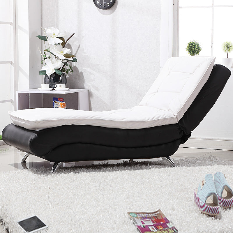 Modern Cushioned Chaise Lounge Armless Chaise for Living Room Adjustable Chaise PU（Polyurethane） White Clearhalo 'Chairs & Seating' 'Chaise Lounge' 'chaise_lounge' 'furn' 'furn_chaise_lounge' 'Furniture' 'Living Room Furniture' 7663082