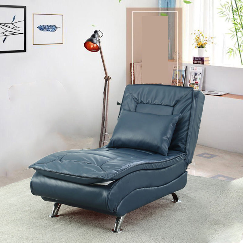 Modern Cushioned Chaise Lounge Armless Chaise for Living Room Adjustable Chaise Faux Leather Blue Clearhalo 'Chairs & Seating' 'Chaise Lounge' 'chaise_lounge' 'furn' 'furn_chaise_lounge' 'Furniture' 'Living Room Furniture' 7663083