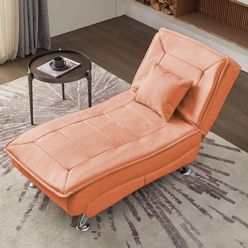Modern Cushioned Chaise Lounge Armless Chaise for Living Room Adjustable Chaise Faux Leather Orange Clearhalo 'Chairs & Seating' 'Chaise Lounge' 'chaise_lounge' 'furn' 'furn_chaise_lounge' 'Furniture' 'Living Room Furniture' 7663086