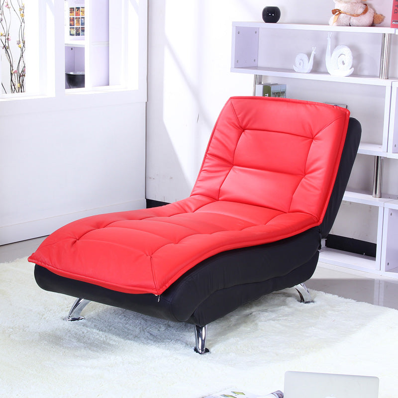 Modern Cushioned Chaise Lounge Armless Chaise for Living Room Adjustable Chaise PU（Polyurethane） Red Clearhalo 'Chairs & Seating' 'Chaise Lounge' 'chaise_lounge' 'furn' 'furn_chaise_lounge' 'Furniture' 'Living Room Furniture' 7663088