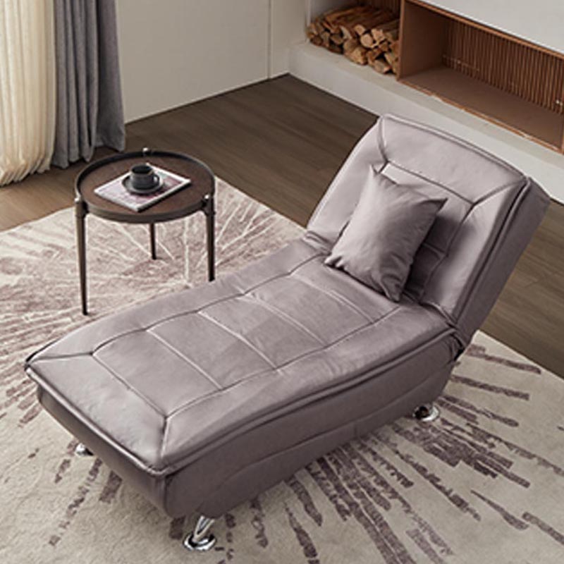Modern Cushioned Chaise Lounge Armless Chaise for Living Room Adjustable Chaise Faux Leather Gray Clearhalo 'Chairs & Seating' 'Chaise Lounge' 'chaise_lounge' 'furn' 'furn_chaise_lounge' 'Furniture' 'Living Room Furniture' 7663093