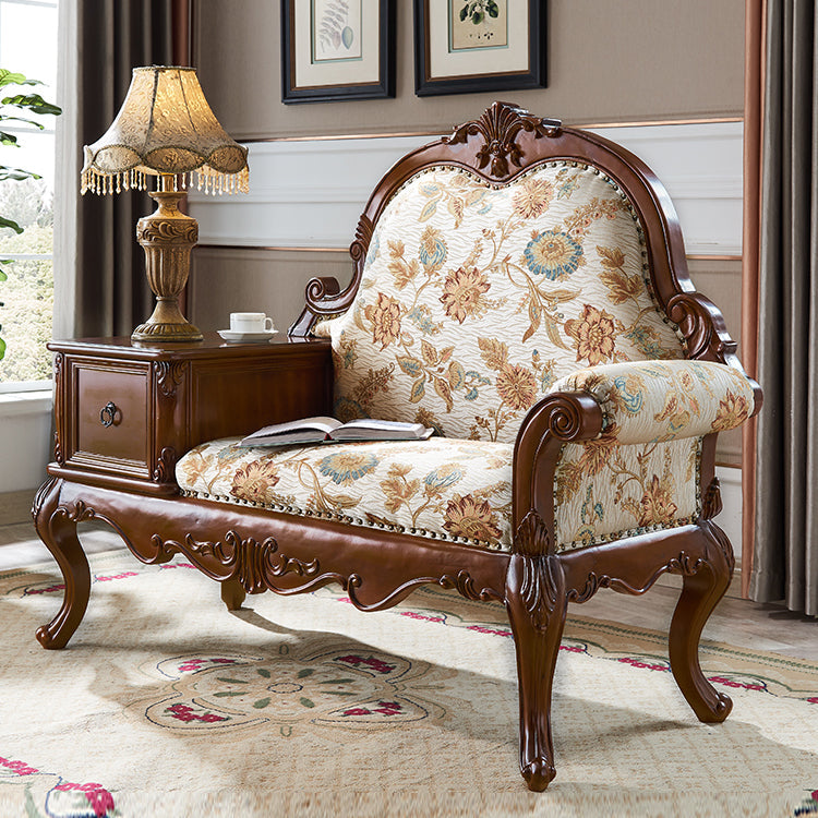 French Country Nailhead Trim Chaise Lounge Couch One Armed Chenille Lounge Chair Left-Arm Chaise Clearhalo 'Chairs & Seating' 'Chaise Lounge' 'chaise_lounge' 'furn' 'furn_chaise_lounge' 'Furniture' 'Living Room Furniture' 7663128