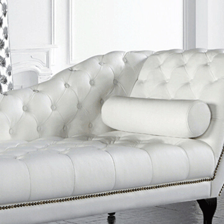 Sala de estar chaise brote brazo de cuero salón de chaise con tapicón mechoso