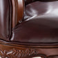 Traditional Brown Genuine Leather Chaise Rolled Arms Tufted Accent Chair