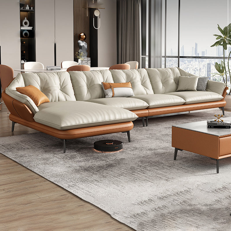 Sezione vera in pelle vera trapuntata BEIGE BEIGE CUSCIONI NEZIONALE