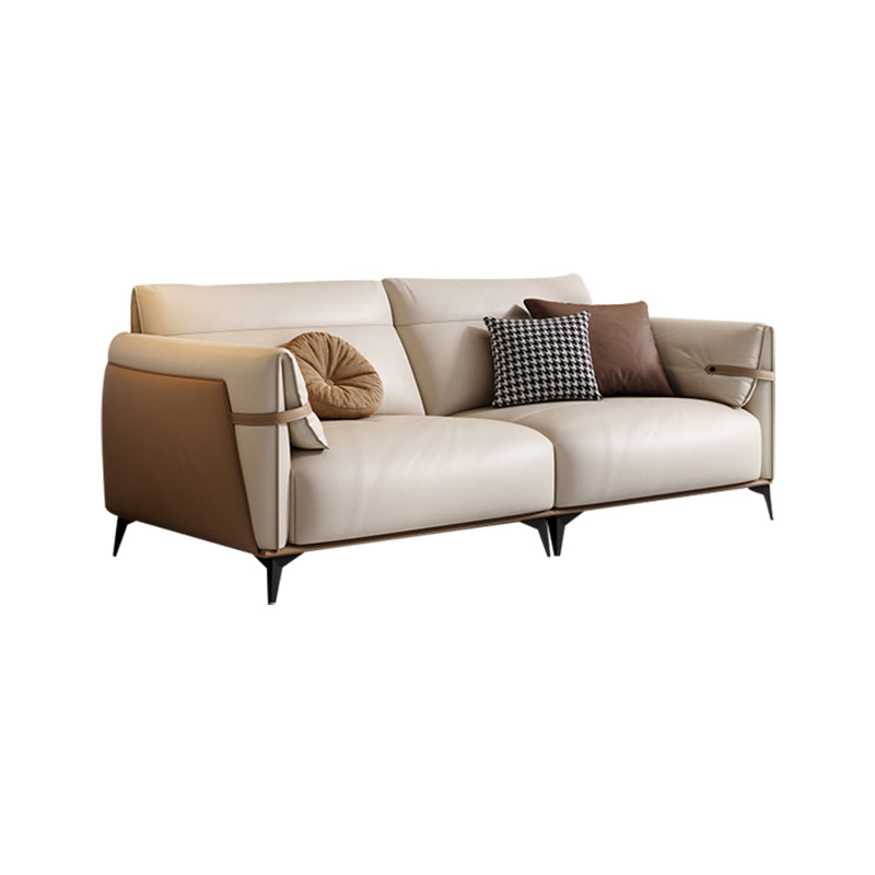 Contemporary Pillow Top Arm Sectional Genuine Leather Sectional Sofa Genuine Leather Clearhalo 'furn' 'furn_sectionals' 'Furniture' 'Living Room Furniture' 'Sectionals' 7663276