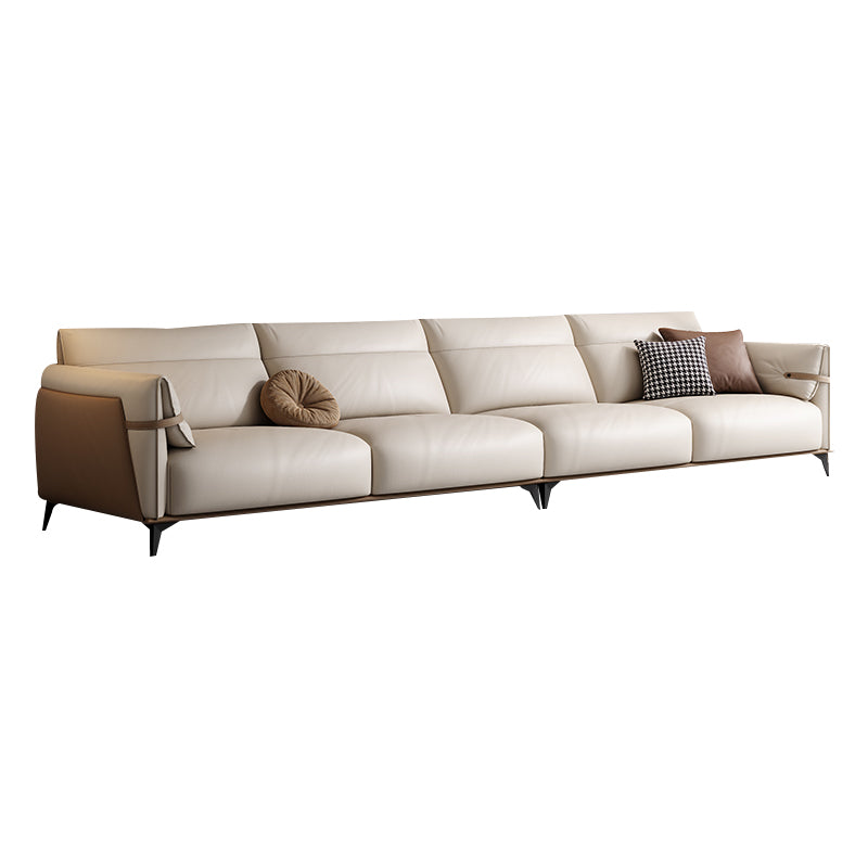 Contemporary Pillow Top Arm Sectional Genuine Leather Sectional Sofa Genuine Leather Clearhalo 'furn' 'furn_sectionals' 'Furniture' 'Living Room Furniture' 'Sectionals' 7663279