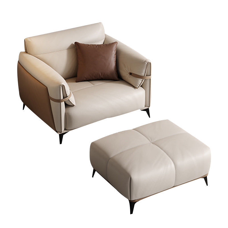 Contemporary Pillow Top Arm Sectional Genuine Leather Sectional Sofa 1-Seater Sofa&Ottoman Genuine Leather Clearhalo 'furn' 'furn_sectionals' 'Furniture' 'Living Room Furniture' 'Sectionals' 7663281