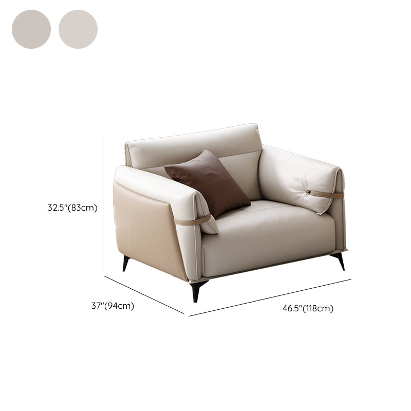 Contemporary Pillow Top Arm Sectional Genuine Leather Sectional Sofa Clearhalo 'furn' 'furn_sectionals' 'Furniture' 'Living Room Furniture' 'Sectionals' 7663289