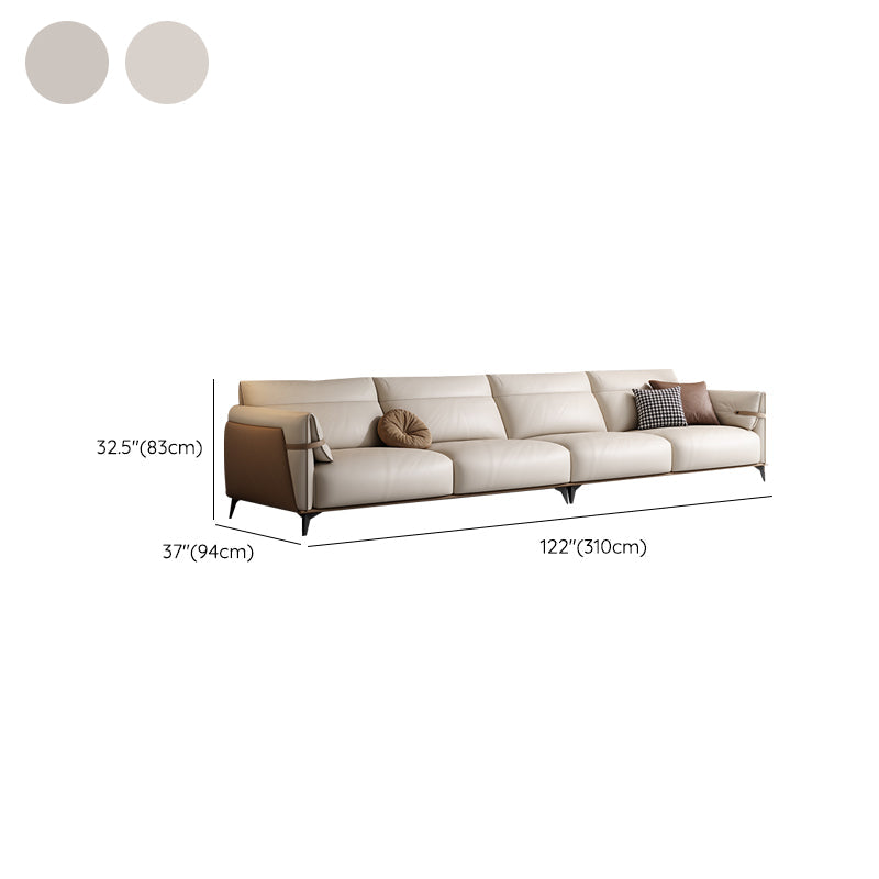 Contemporary Pillow Top Arm Sectional Genuine Leather Sectional Sofa Clearhalo 'furn' 'furn_sectionals' 'Furniture' 'Living Room Furniture' 'Sectionals' 7663295