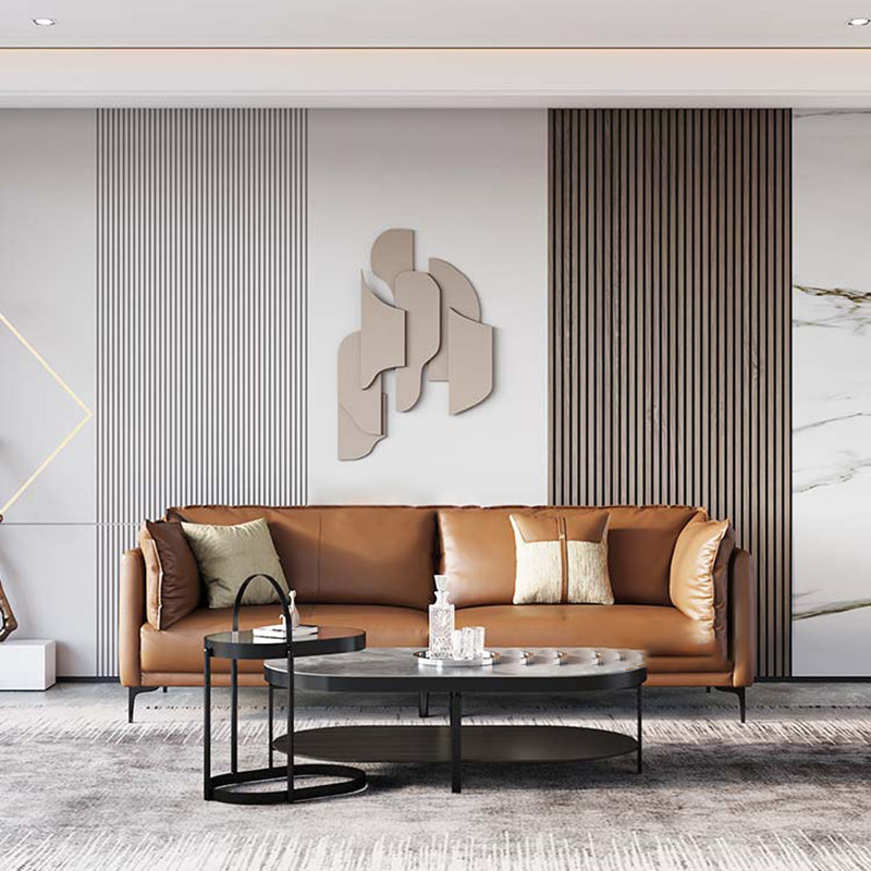 Eigentijdse vierkante arm sectionele echt lederen stationaire sectionele set