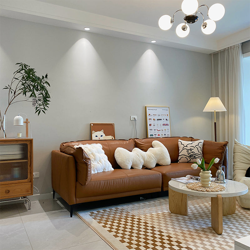 Eigentijdse vierkante arm sectionele echt lederen stationaire sectionele set