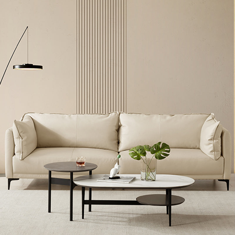 Eigentijdse vierkante arm sectionele echt lederen stationaire sectionele set