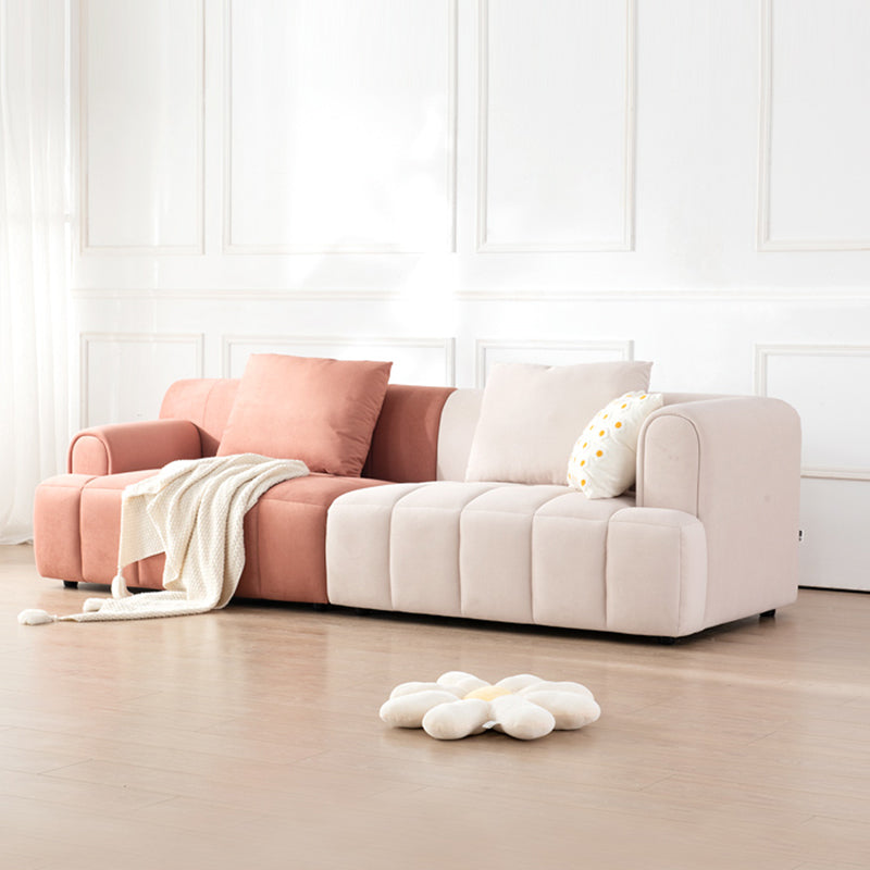 Fluwelen elementen met verzonken arm, moderne sectionele set met kussens