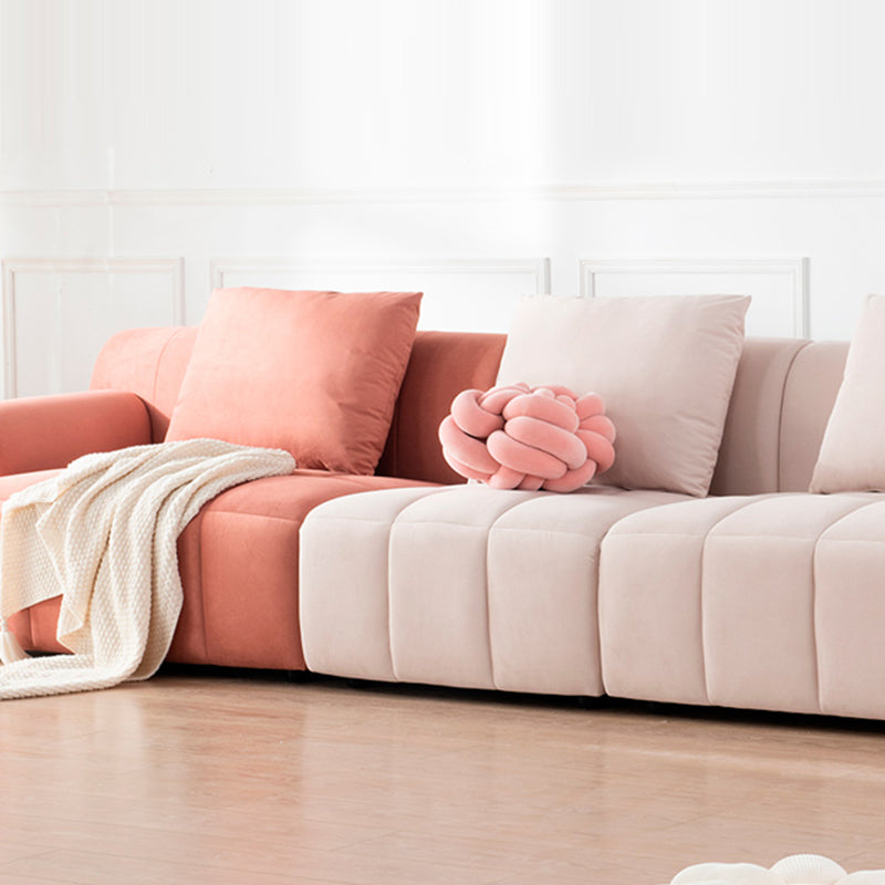 Fluwelen elementen met verzonken arm, moderne sectionele set met kussens
