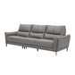 Genuine Leather Flared Arm Sectional -Contemporary Power Recliner Sectional Couch 3-Seater Sofa Genuine Leather Gray Clearhalo 'furn' 'furn_sectionals' 'Furniture' 'Living Room Furniture' 'Sectionals' 7663454
