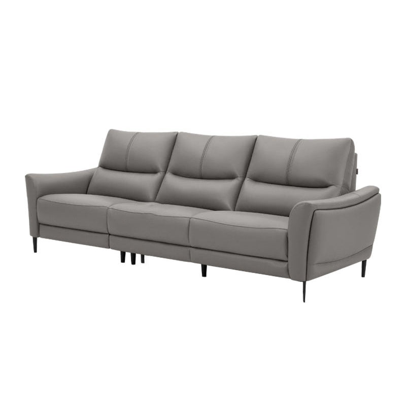 Genuine Leather Flared Arm Sectional -Contemporary Power Recliner Sectional Couch 3-Seater Sofa Genuine Leather Gray Clearhalo 'furn' 'furn_sectionals' 'Furniture' 'Living Room Furniture' 'Sectionals' 7663454