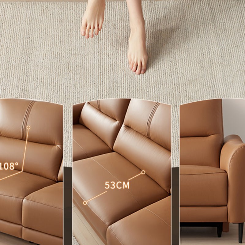 Genuine Leather Flared Arm Sectional -Contemporary Power Recliner Sectional Couch Clearhalo 'furn' 'furn_sectionals' 'Furniture' 'Living Room Furniture' 'Sectionals' 7663463