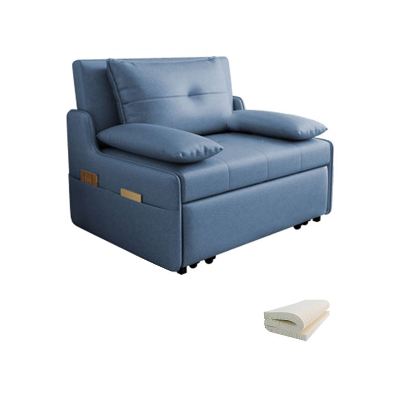Blaues Aufbewahrungsfutonsofa Bett Faux Leder Skandinavisches Sofa Bett