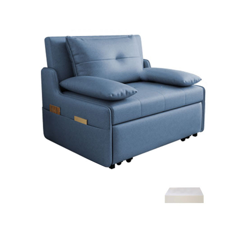Blaues Aufbewahrungsfutonsofa Bett Faux Leder Skandinavisches Sofa Bett