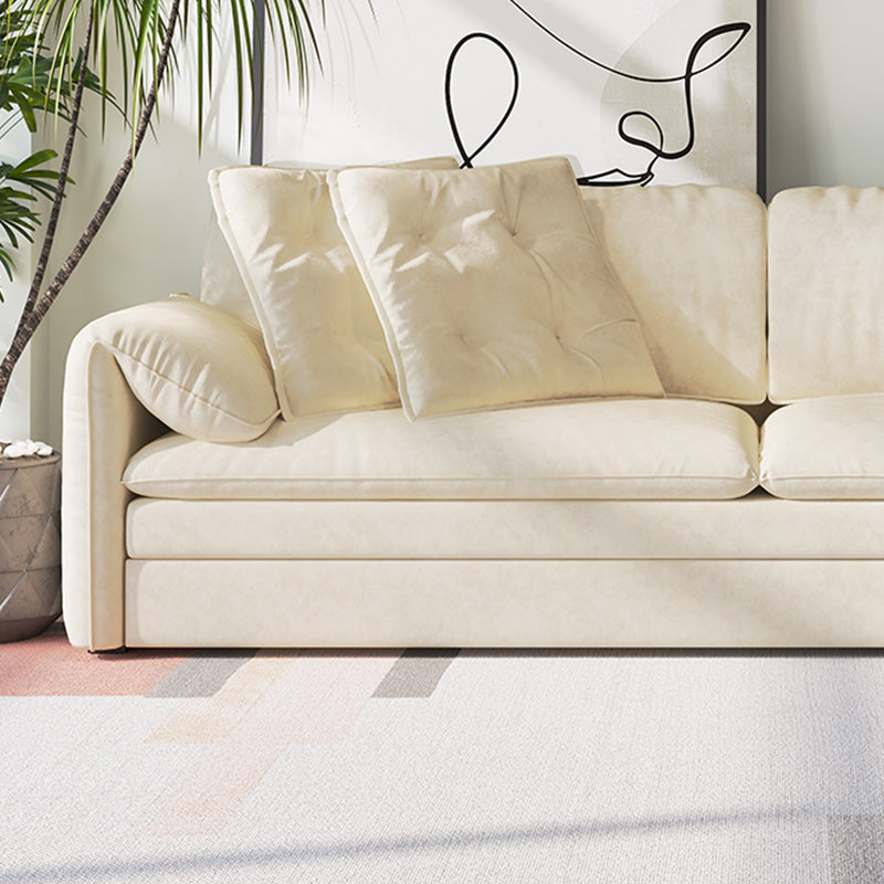 コンテンポラリーホワイトファブリック布団枕トップアーム布団ソファベッド