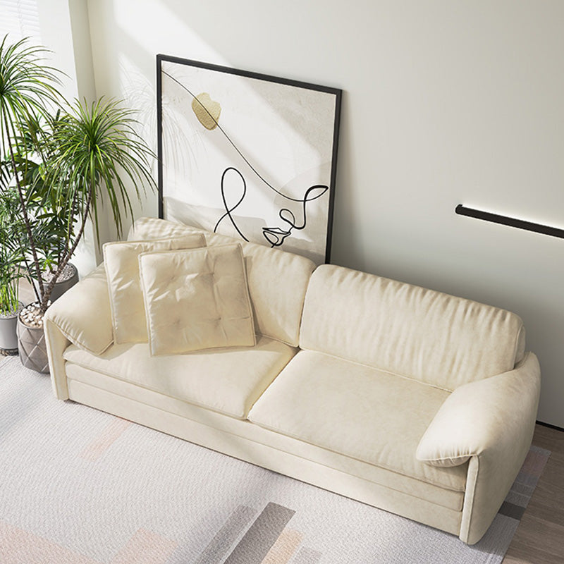 コンテンポラリーホワイトファブリック布団枕トップアーム布団ソファベッド