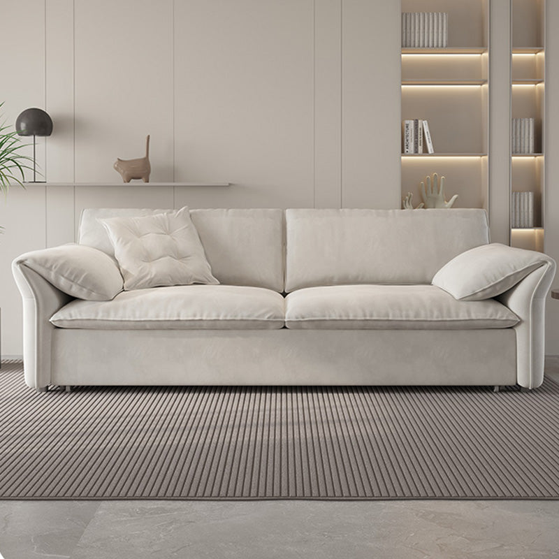 ホワイトファブリックスリーパーソファの収納引き出し布団フレーム付きグラム布団