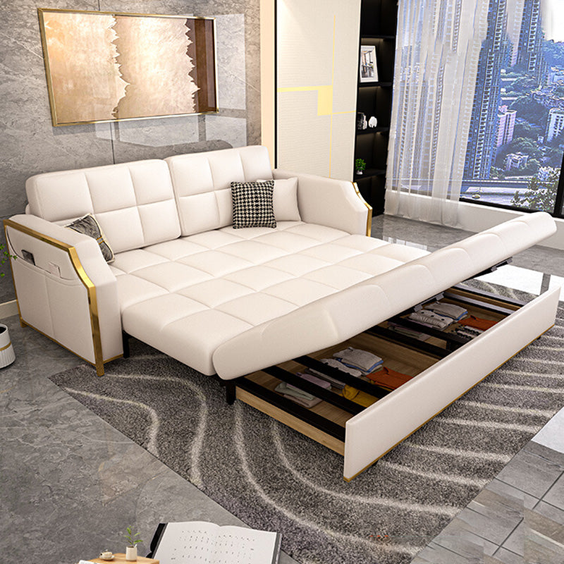 Canapé-lit glam dans un canapé de futon en faux cuir blanc