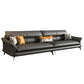 Glam Settee Genuine Leather Black Living Room Flared Arm Cushions Standard Sofa 134"L x 37"W x 33.5"H Clearhalo 'furn' 'furn_sofas' 'Furniture' 'Living Room Furniture' 'Sofa' 'sofas' 7663861