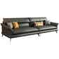 Glam Settee Genuine Leather Black Living Room Flared Arm Cushions Standard Sofa Clearhalo 'furn' 'furn_sofas' 'Furniture' 'Living Room Furniture' 'Sofa' 'sofas' 7663864