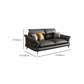 Glam Settee Genuine Leather Black Living Room Flared Arm Cushions Standard Sofa Clearhalo 'furn' 'furn_sofas' 'Furniture' 'Living Room Furniture' 'Sofa' 'sofas' 7663874