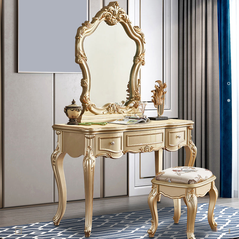 19 "brede Victoriaanse make-up ijdelheid houten kaptafel met spiegel