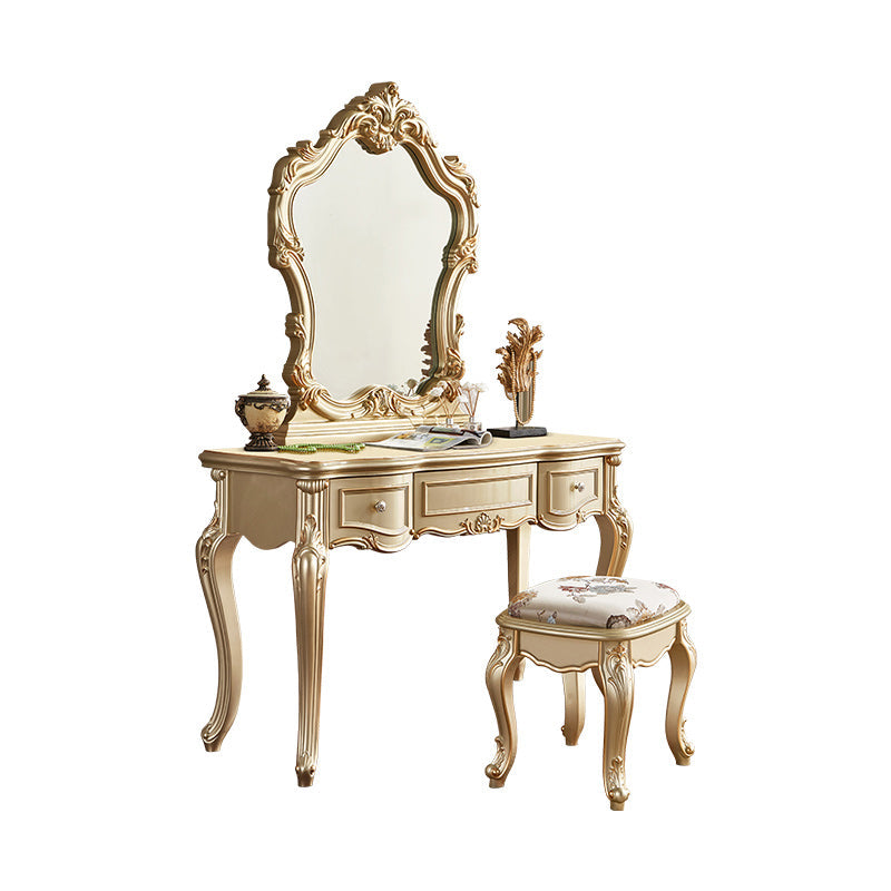 19 "brede Victoriaanse make-up ijdelheid houten kaptafel met spiegel