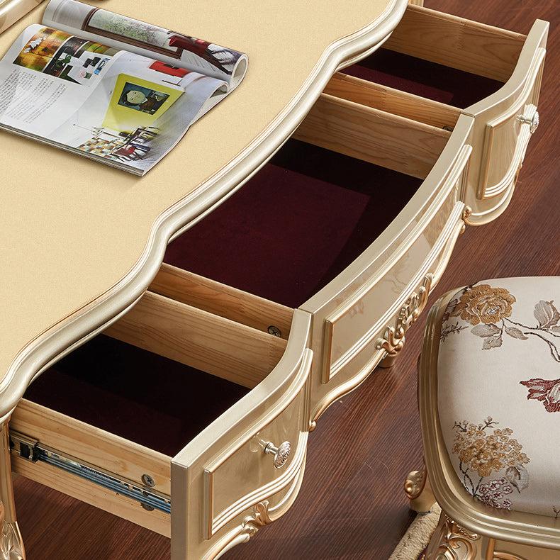 19 "brede Victoriaanse make-up ijdelheid houten kaptafel met spiegel