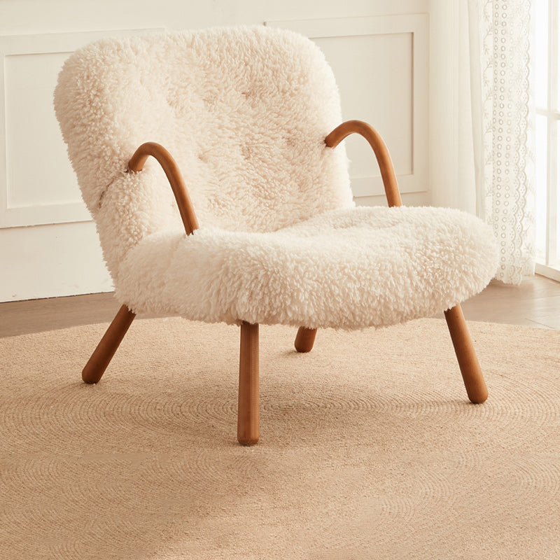 Contemporary Accent Armchair in Solid Wood Frame with Tight Back Single Accent Chair White 1 Piece Clearhalo 'Accent Chairs' 'accent_chairs' 'Chairs & Seating' 'furn' 'furn_accent_chairs' 'Furniture' 'Living Room Furniture' 7664062