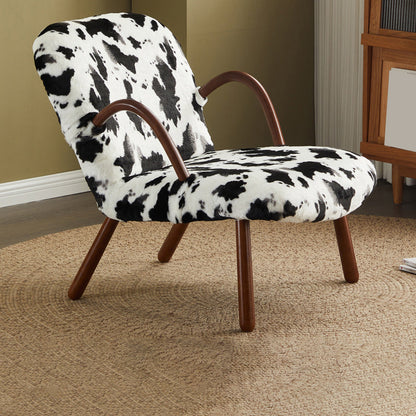 Contemporary Accent Armchair in Solid Wood Frame with Tight Back Single Accent Chair Black White 1 Piece Clearhalo 'Accent Chairs' 'accent_chairs' 'Chairs & Seating' 'furn' 'furn_accent_chairs' 'Furniture' 'Living Room Furniture' 7664064