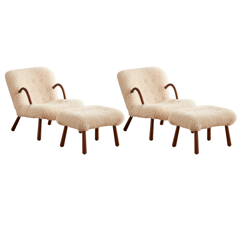 Contemporary Accent Armchair in Solid Wood Frame with Tight Back Accent Chair with Foot Pedal White 2 Piece Set Clearhalo 'Accent Chairs' 'accent_chairs' 'Chairs & Seating' 'furn' 'furn_accent_chairs' 'Furniture' 'Living Room Furniture' 7664066