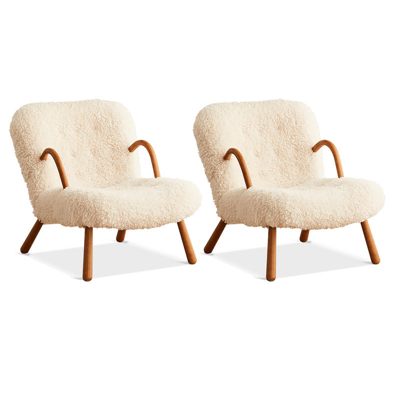 Contemporary Accent Armchair in Solid Wood Frame with Tight Back Single Accent Chair White 2 Piece Set Clearhalo 'Accent Chairs' 'accent_chairs' 'Chairs & Seating' 'furn' 'furn_accent_chairs' 'Furniture' 'Living Room Furniture' 7664074