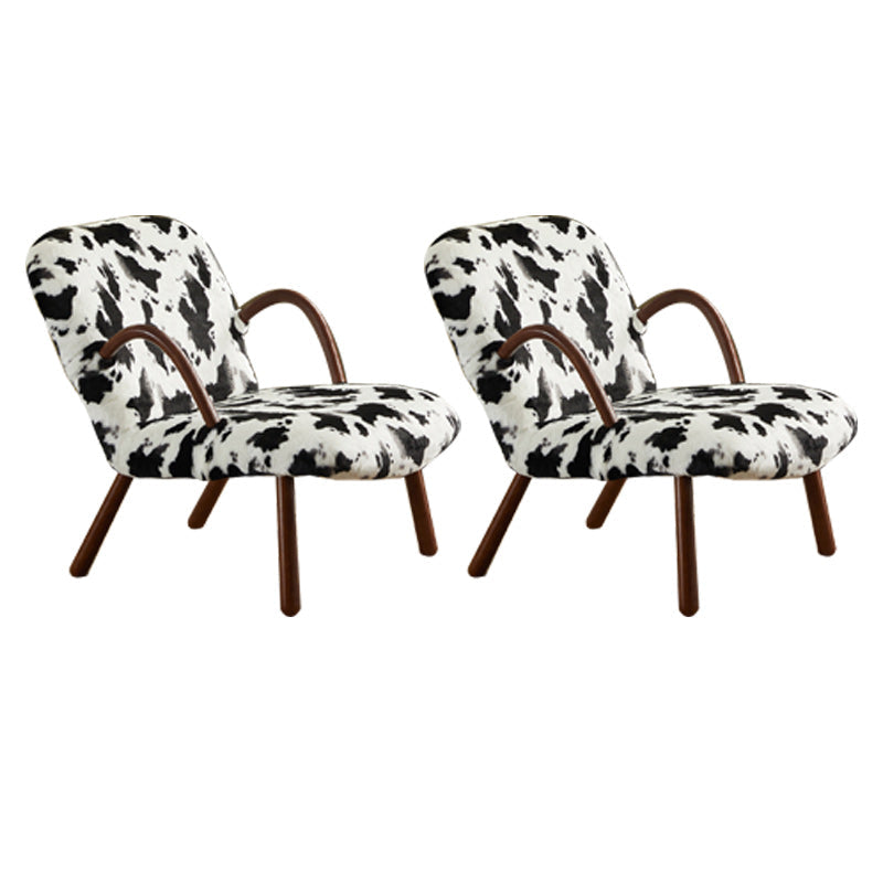 Contemporary Accent Armchair in Solid Wood Frame with Tight Back Single Accent Chair Black White 2 Piece Set Clearhalo 'Accent Chairs' 'accent_chairs' 'Chairs & Seating' 'furn' 'furn_accent_chairs' 'Furniture' 'Living Room Furniture' 7664075