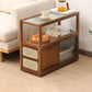 Natural/Brown Glass Top End Table 24" Tall Rectangular Nesting Side Table