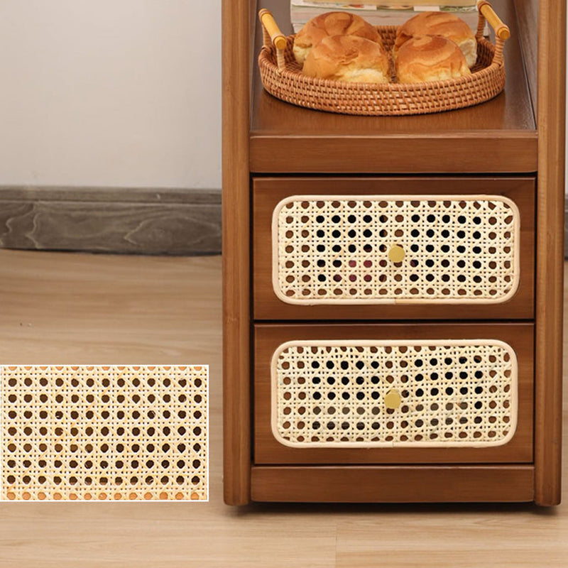 Natural/Brown Glass Top End Table 24" Tall Rectangular Nesting Side Table