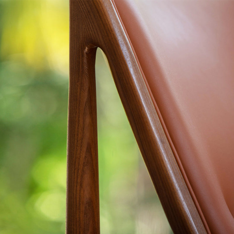 Traditional Living Room Accent Armchair Genuine Leather Brown Accent Armchair