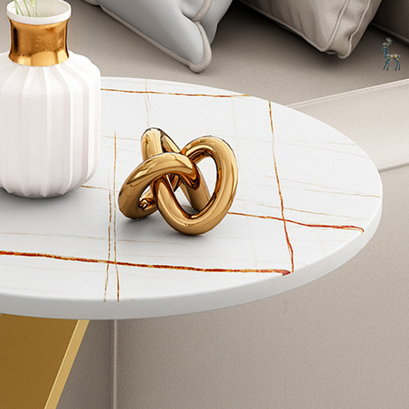 Glam Round Side Table 17.7-inch Metal C End Table for Living Room