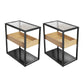 Modern Rectangular Glass Side Table Metal Frame Table with Storage Natural Wood Black 2 Clearhalo 'Coffee & Accent Tables' 'End & Side Tables' 'end_side_tables' 'furn' 'furn_end_side_tables' 'Furniture' 'Living Room Furniture' 7664469