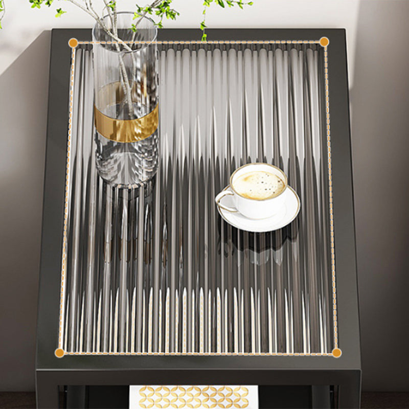 Modern Rectangular Glass Side Table Metal Frame Table with Storage Clearhalo 'Coffee & Accent Tables' 'End & Side Tables' 'end_side_tables' 'furn' 'furn_end_side_tables' 'Furniture' 'Living Room Furniture' 7664476