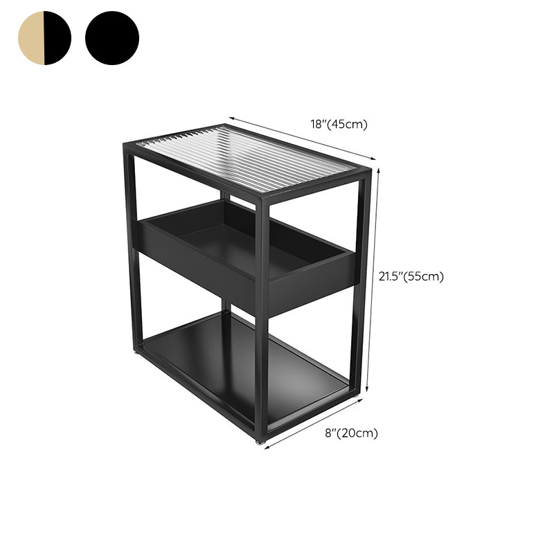Modern Rectangular Glass Side Table Metal Frame Table with Storage Clearhalo 'Coffee & Accent Tables' 'End & Side Tables' 'end_side_tables' 'furn' 'furn_end_side_tables' 'Furniture' 'Living Room Furniture' 7664479