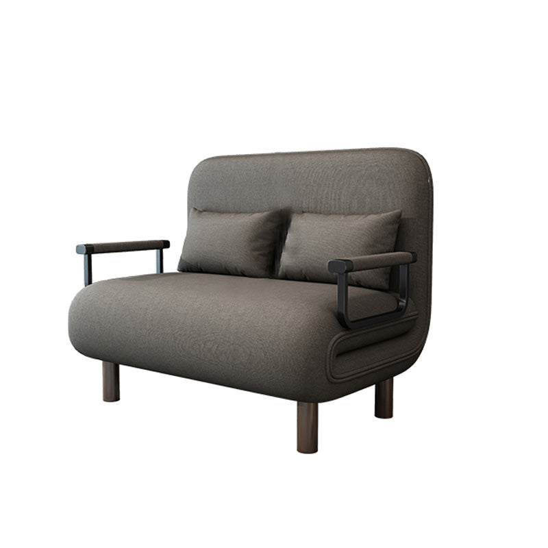 Cama de sofá futón contemporáneo con 2 almohadas y almohadas de vuelta en la mezcla de lino